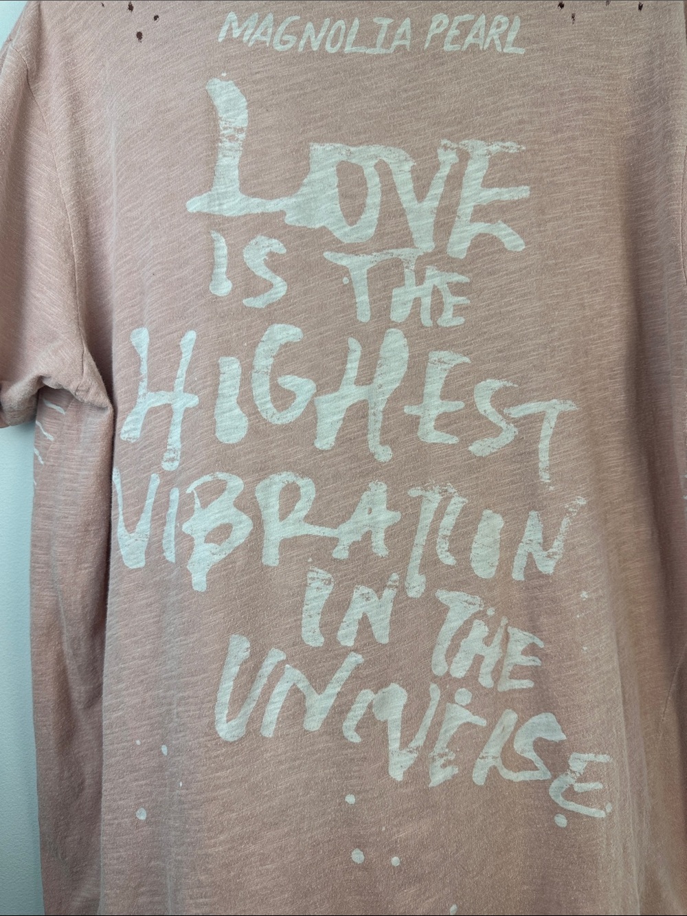 Magnolia Pearl Spread Love Cat Oversized Tee in Mollu Pink Distressed Cotton OS - Picture 14 of 16